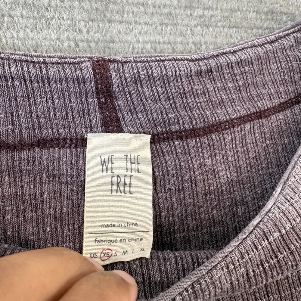 Free People Willow Thermal Top Decadent Purple Womens XS Faded Relaxed Lounge
